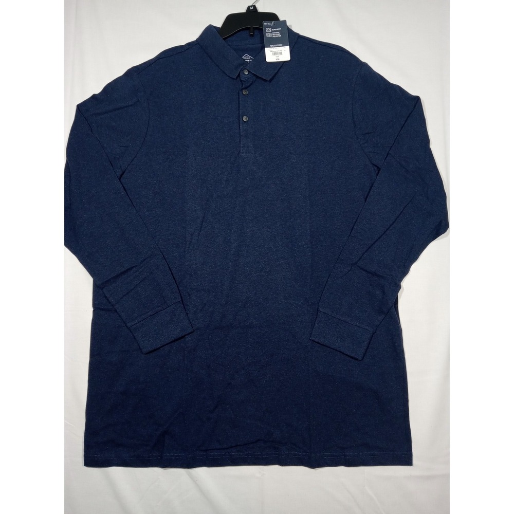 St John's Bay Men's Polo Supersoft Long Sleeve 1XLT Navy Blue